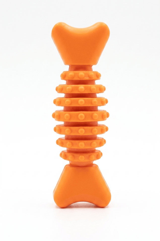 Nunbell Dog and cat ORGO Textured Rubber Dog Chew Toy Durable Dental Care Orange