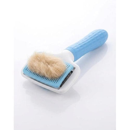 Nunbell Dog and cat Pet Hair Removal Brush Self Cleaning Slicker Brush for Cats and Dogs Blue