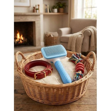 Nunbell Dog and cat Pet Hair Removal Brush Self Cleaning Slicker Brush for Cats and Dogs Blue