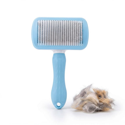Nunbell Dog and cat Pet Hair Removal Brush Self Cleaning Slicker Brush for Cats and Dogs Blue