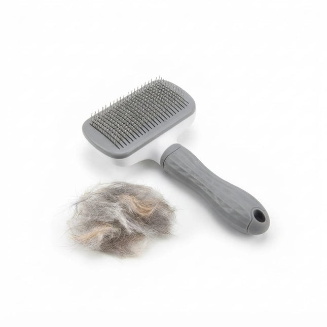 Nunbell Dog and cat Pet Hair Removal Brush Self Cleaning Slicker Brush for Cats and Dogs Gray