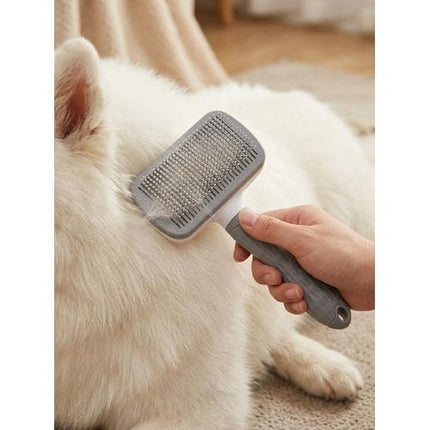 Nunbell Dog and cat Pet Hair Removal Brush Self Cleaning Slicker Brush for Cats and Dogs Gray