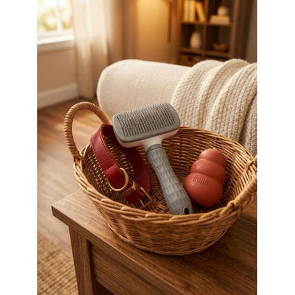 Nunbell Dog and cat Pet Hair Removal Brush Self Cleaning Slicker Brush for Cats and Dogs Gray