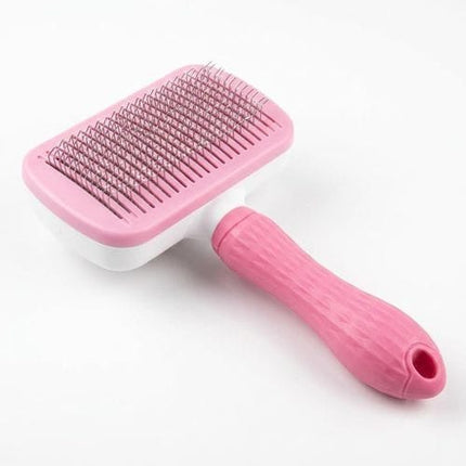 Nunbell Dog and cat Pet Hair Removal Brush Self Cleaning Slicker Brush for Cats and Dogs Pink
