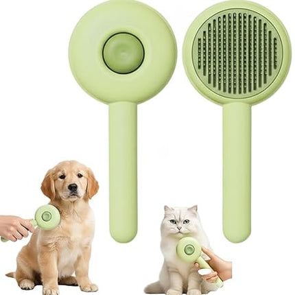 Nunbell Dog and cat Self Cleaning Grooming Brush for Dogs and Cats Green
