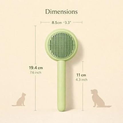 Nunbell Dog and cat Self Cleaning Grooming Brush for Dogs and Cats Green