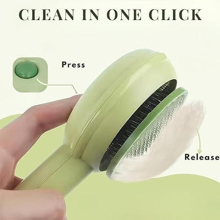 Nunbell Dog and cat Self Cleaning Grooming Brush for Dogs and Cats Green