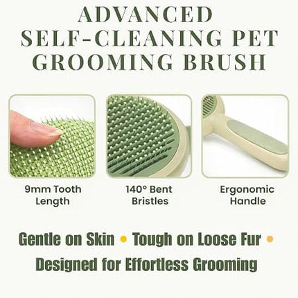 Nunbell Dog and cat Self Cleaning Grooming Brush for Dogs and Cats Green