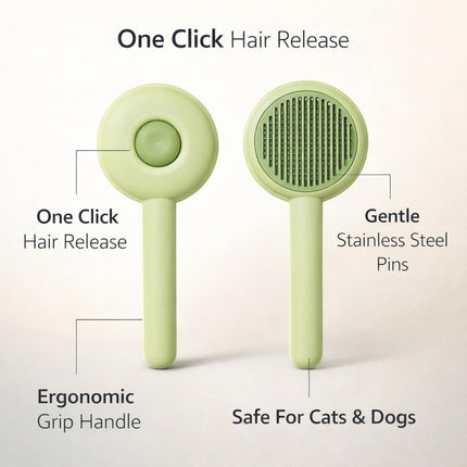 Nunbell Dog and cat Self Cleaning Grooming Brush for Dogs and Cats Green