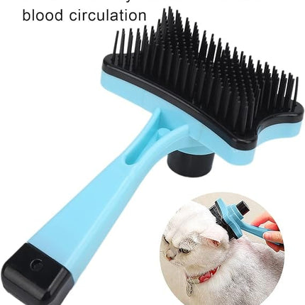 Nunbell Dog and cat Self Cleaning Slicker Brush for Cats and Dogs Light Blue