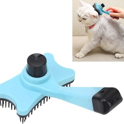 Nunbell Dog and cat Self Cleaning Slicker Brush for Cats and Dogs Light Blue