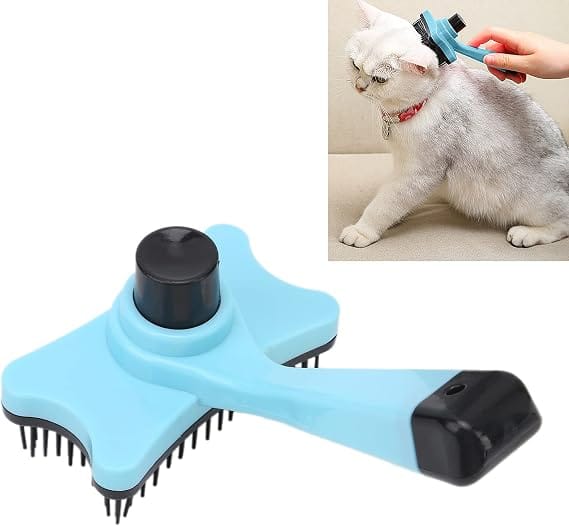 Nunbell Dog and cat Self Cleaning Slicker Brush for Cats and Dogs Light Blue