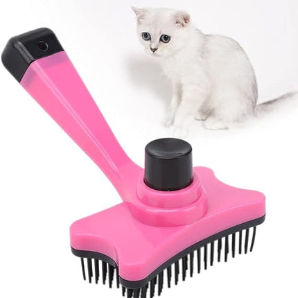 Nunbell Dog and cat Self Cleaning Slicker Brush for Cats and Dogs Pink