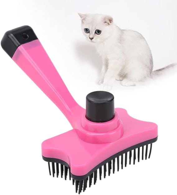 Nunbell Dog and cat Self Cleaning Slicker Brush for Cats and Dogs Pink