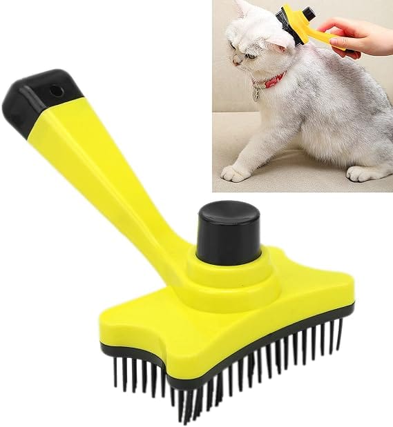 Nunbell Dog and cat Self Cleaning Slicker Brush for Cats and Dogs Yellow