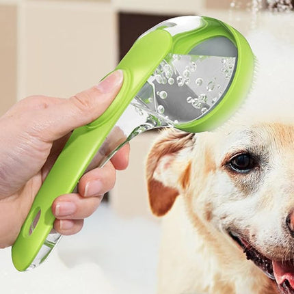 Nunbell Dog and cat Shampoo Dispensing Pet Massage Brush Long Handle Green