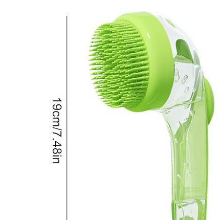Nunbell Dog and cat Shampoo Dispensing Pet Massage Brush Long Handle Green