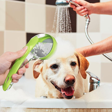 Nunbell Dog and cat Shampoo Dispensing Pet Massage Brush Long Handle Green