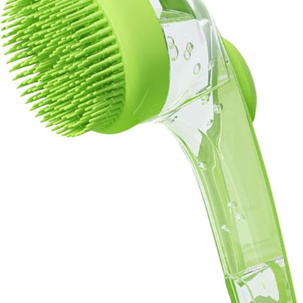 Nunbell Dog and cat Shampoo Dispensing Pet Massage Brush Long Handle Green