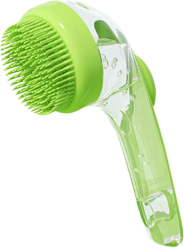 Nunbell Dog and cat Shampoo Dispensing Pet Massage Brush Long Handle Green