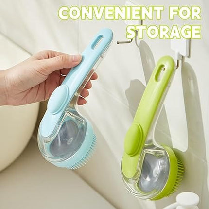 Nunbell Dog and cat Shampoo Dispensing Pet Massage Brush Long Handle Sky Blue