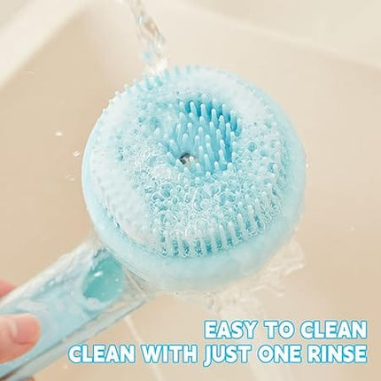 Nunbell Dog and cat Shampoo Dispensing Pet Massage Brush Long Handle Sky Blue