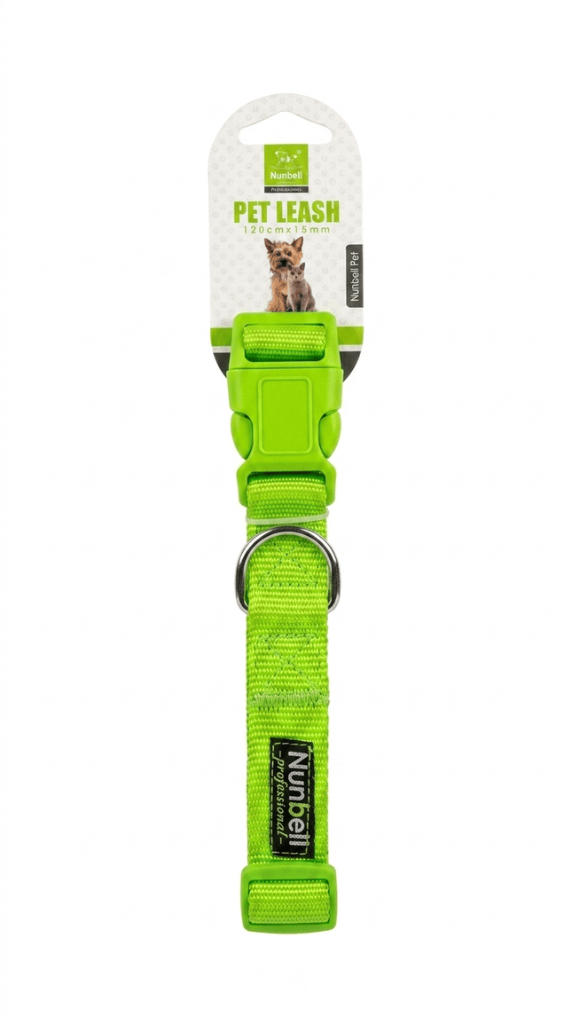 Nunbell Dog Nunbell Adjustable Nylon Dog Collar with Quick Release Buckle Neon Green Size 4