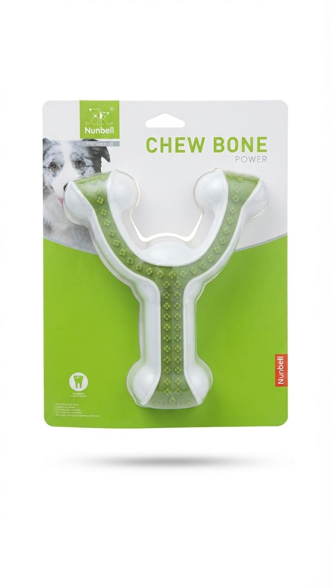 Nunbell Dog Nunbell Chew Bone Power Dog Toy Dental Cleaning Y Shaped Chewer Green