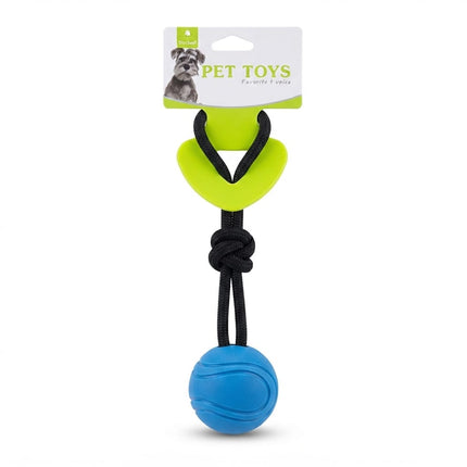 Nunbell Dog Nunbell Interactive Dog Tug Toy with Rubber Ball and Rope Dental Chewer Small Blue