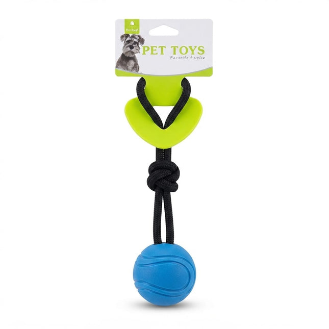 Nunbell Dog Nunbell Interactive Dog Tug Toy with Rubber Ball and Rope Dental Chewer Small Blue
