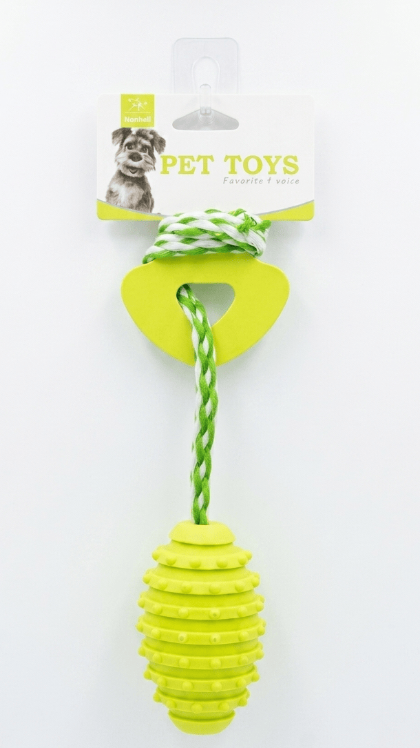Nunbell Dog Nunbell Pet Chew Toy Textured Dental Ball with Rope for Dogs Green