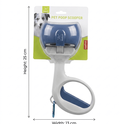 Nunbell Dog Nunbell Portable Pet Poop Scooper with Carabiner Blue