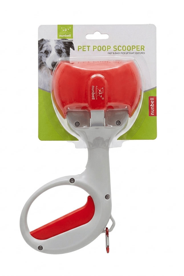 Nunbell Dog Nunbell Portable Pet Poop Scooper with Carabiner Red