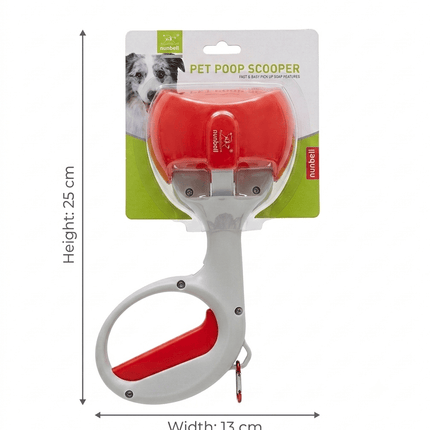 Nunbell Dog Nunbell Portable Pet Poop Scooper with Carabiner Red