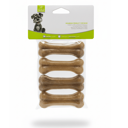 Nunbell Dog Nunbell Rubber Bones Chew Toy 4 Pc 3 Inch