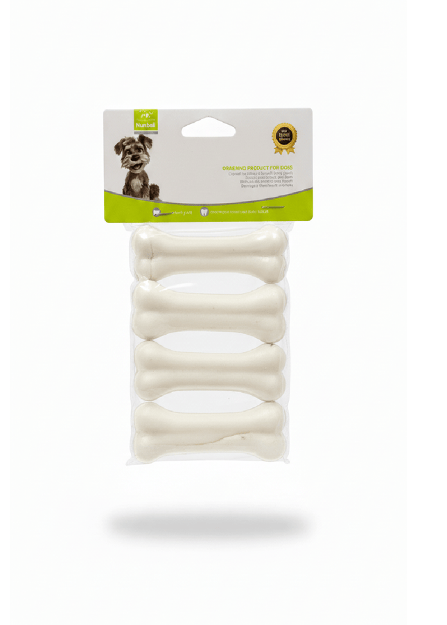 Nunbell Dog Nunbell Rubber Bones Chew Toy 4 Pc 3 Inch