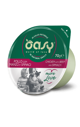 Oasy Cat Oasy Wet Pet Food for Adult Cats Chicken with Beef and Spinach 70g