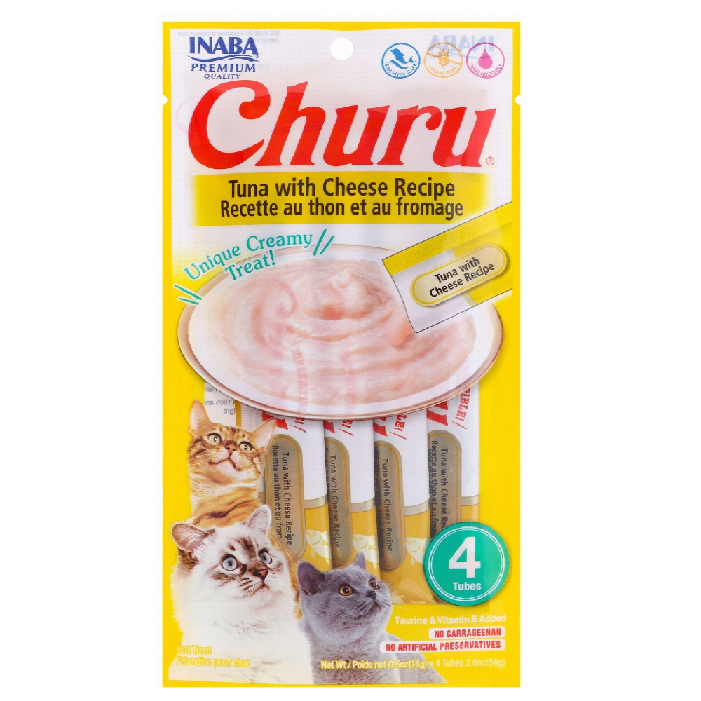 Inaba Churu Creamy Cat Treats with Tuna and Cheese 4 in 14 gr