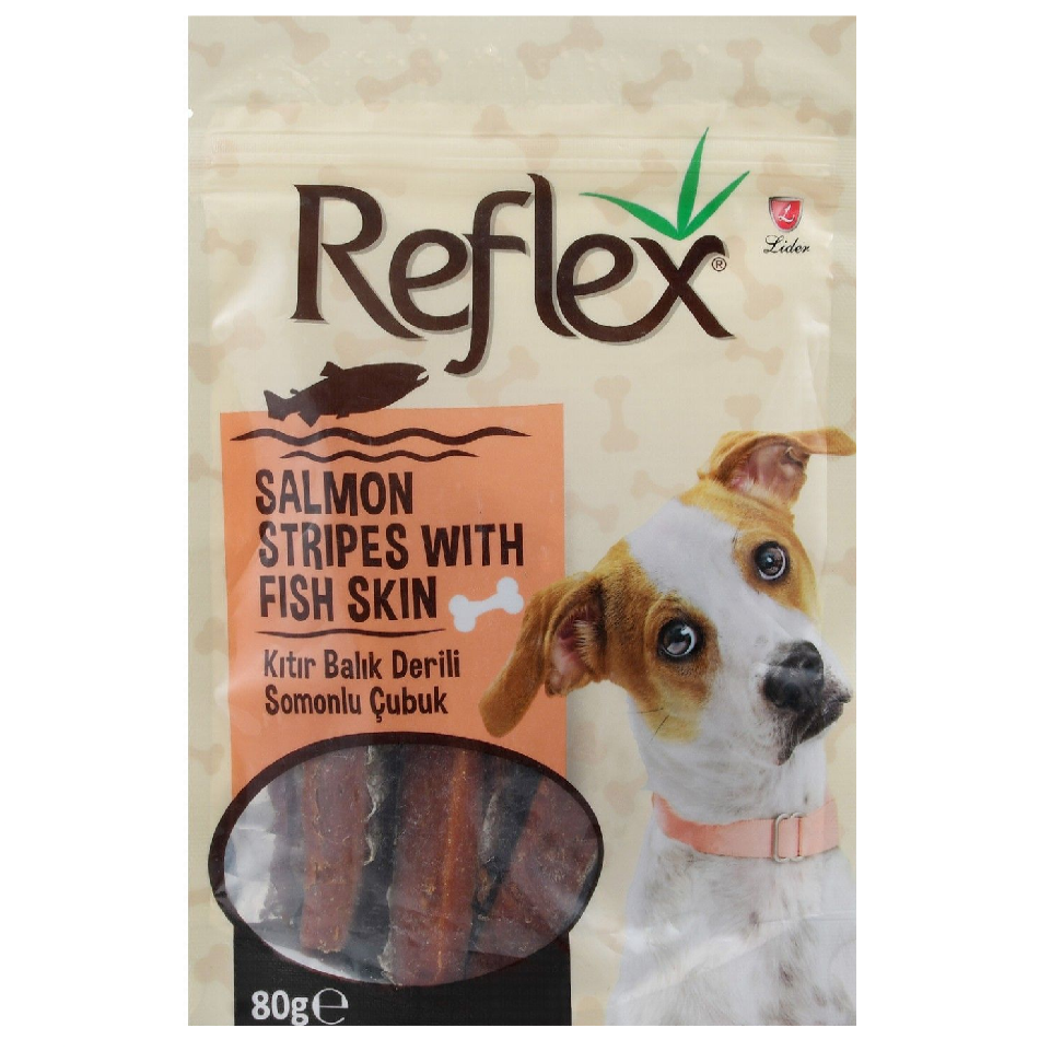 Reflex Salmon Stripe Dog Treats with Fish Skin 80 gr