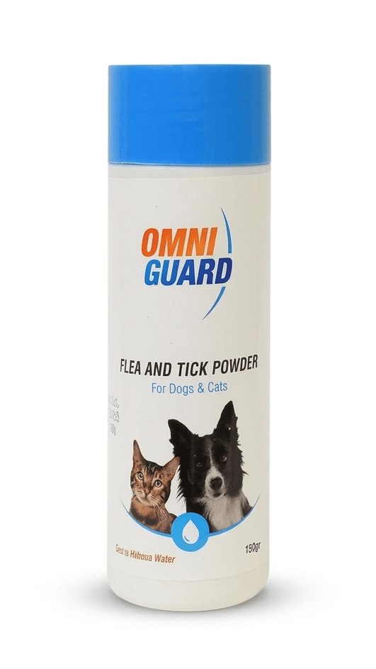 Omni Guard Dog and cat Omni Guard Dry Shampoo Flea And Tick Powder For Dogs And Cats 150 gm