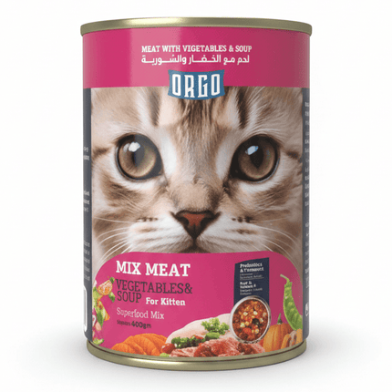 Orgo cat ORGO Kitten Nutrition Mix Meat with Vegetables And Soup 400g Can