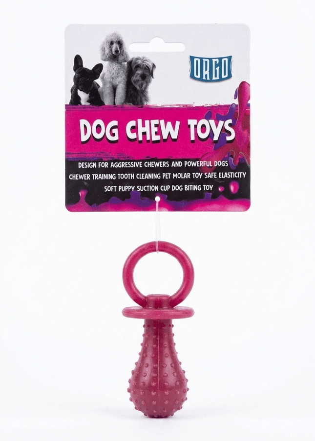 Orgo Dog Orgo Durable Pacifier Shaped Dog Chew Toy Burgundy