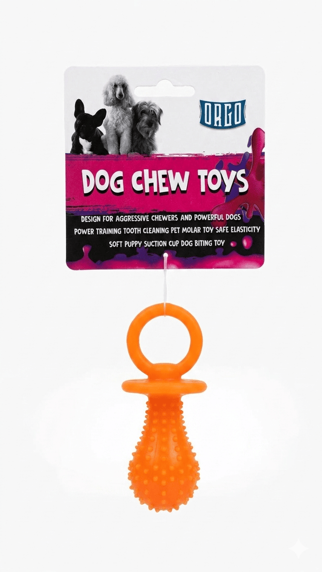 Orgo Dog Orgo Durable Pacifier Shaped Dog Chew Toy Orange