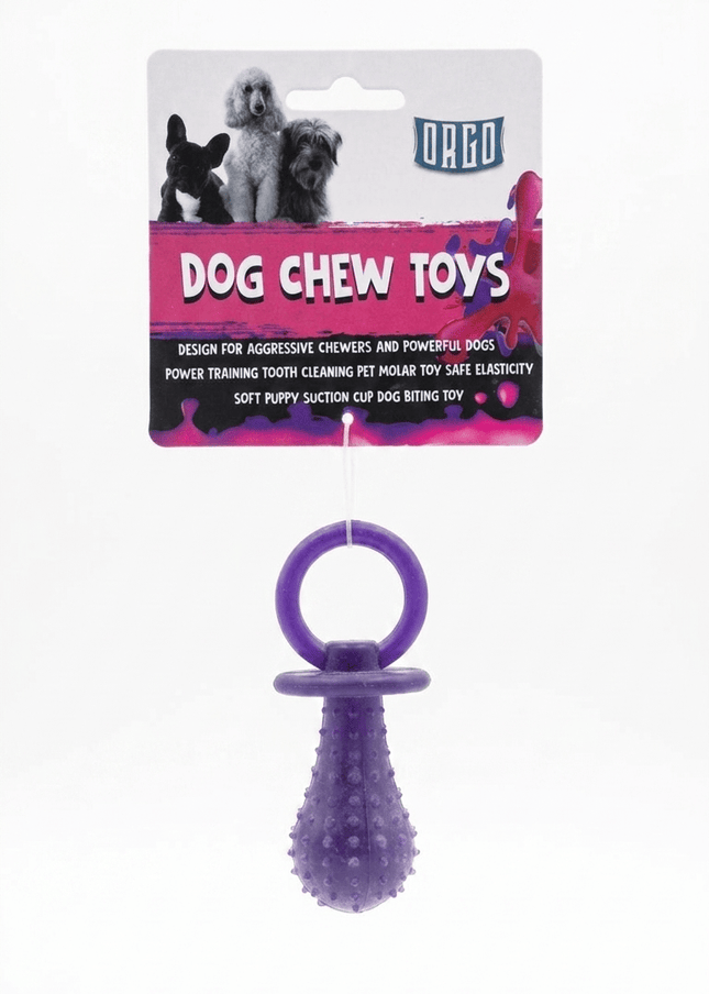 Orgo Dog Orgo Durable Pacifier Shaped Dog Chew Toy Purple