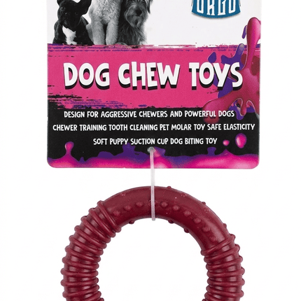 Orgo Dog Orgo Durable Ring Dog Chew Toy for Dental Cleaning Burgundy