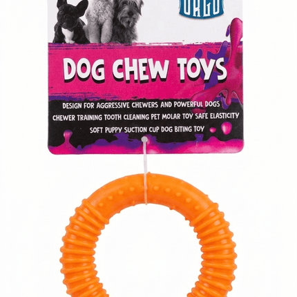 Orgo Dog Orgo Durable Ring Dog Chew Toy for Dental Cleaning Orange