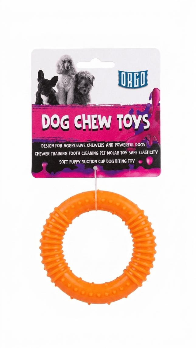 Orgo Dog Orgo Durable Ring Dog Chew Toy for Dental Cleaning Orange