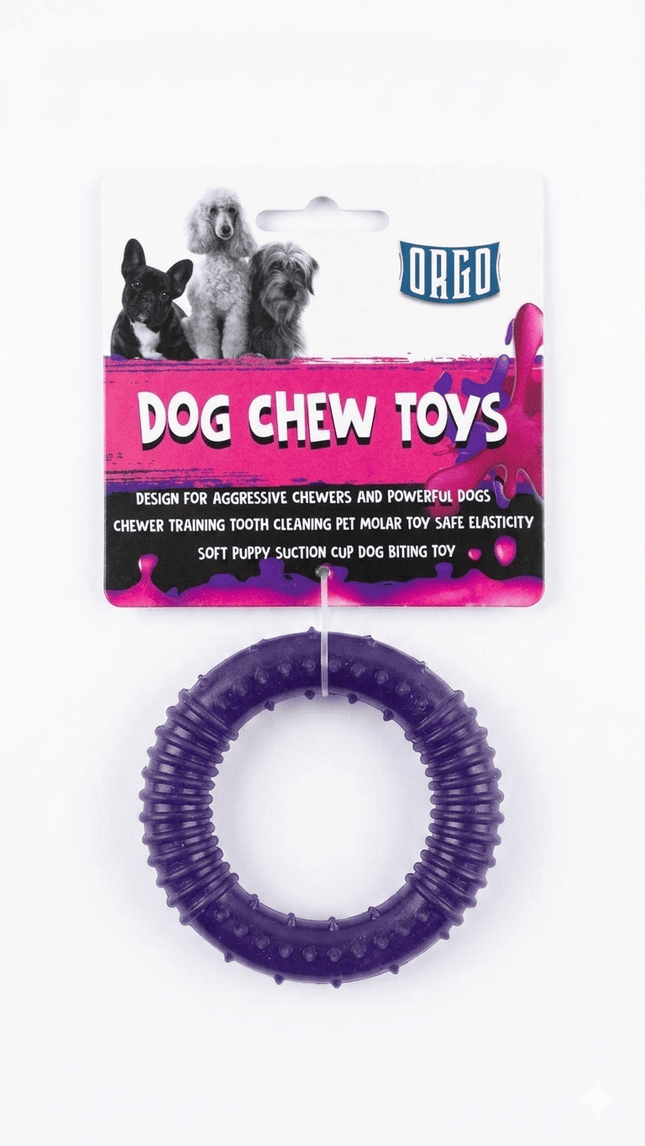 Orgo Dog Orgo Durable Ring Dog Chew Toy for Dental Cleaning Purple