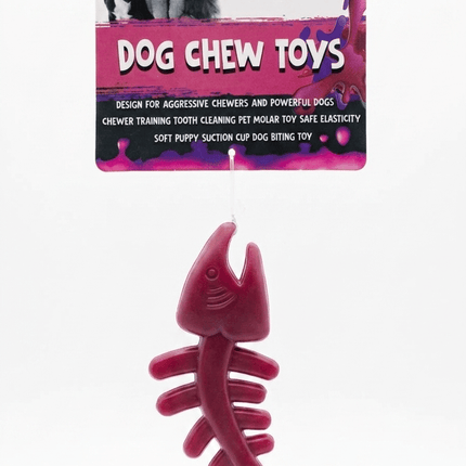 Orgo Dog Orgo Fish Bone Rubber Chew Toy Burgundy