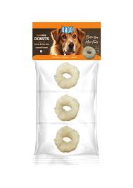 Orgo Dog Orgo Medium White Donut Shaped Rawhide Dog Chew Treats 3 pes